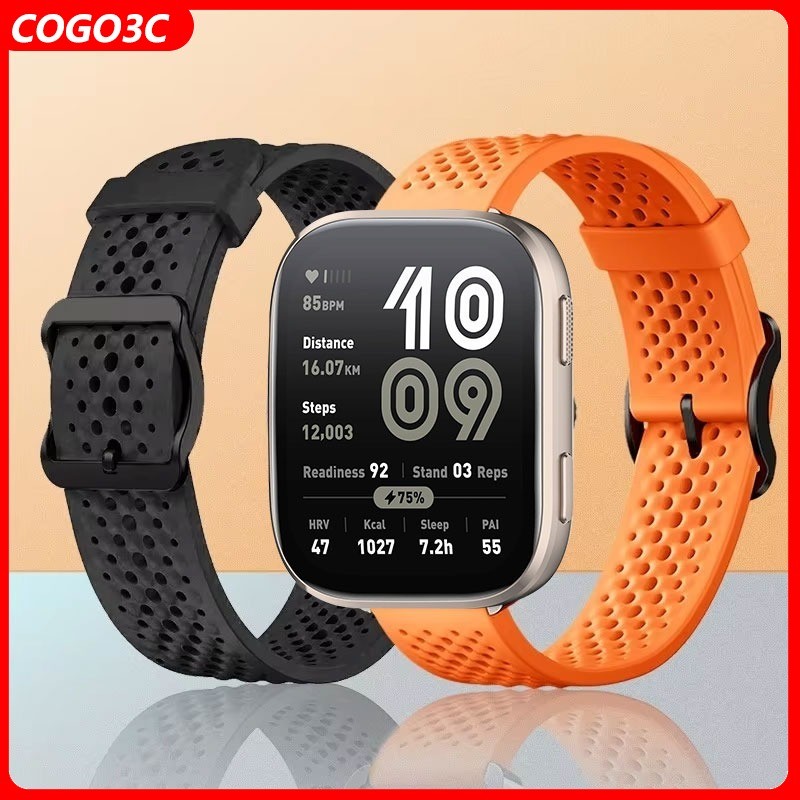 22 มม.สายซิลิโคนอ่อนนุ่มระบายอากาศได้สําหรับ Amazfit Bip 6 5 Amazfit 1/2/3 max กีฬานาฬิกาสําหรับ Amazfit GTR 2/3/4/5 Amazfit cheetah รอบ/pro