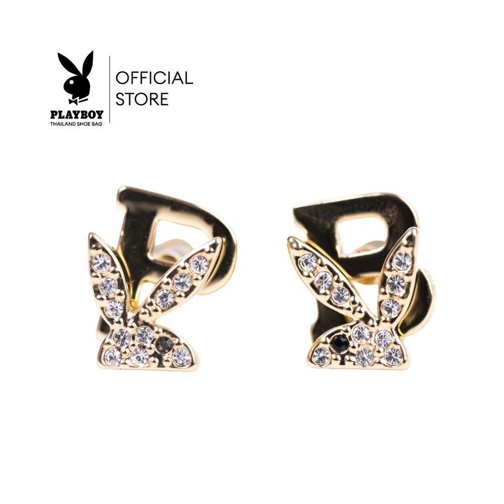 PLABOY รุ่น PLAYBOY Accessories ต่างหูเพลย์บอย รหัส ST-263E374HG ต่างหูโลโก้กระต่าย PB หัวกระต่ายแต่งเพชร สีทอง