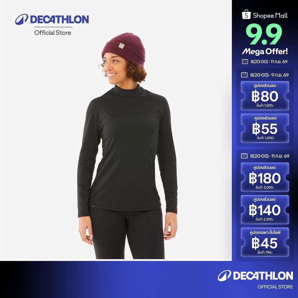 Decathlon Women’S Warm And Breathable Thermal Base Layer Top เสื้อรองในกันหนาวใส่เล่นสกีสำหรับผู้หญิงรุ่น Bl 500 - Black
