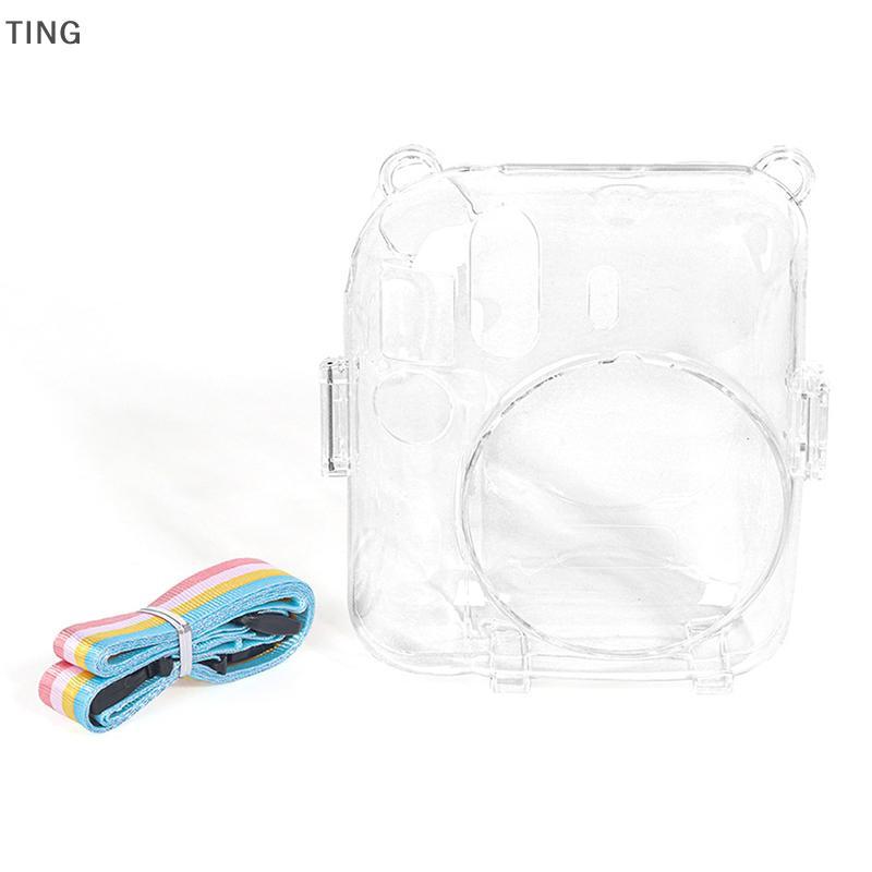 TING 1 PC คริสตัลเงากล้องสําหรับ Instax Mini 12 โปร่งใส Glitter กระเป๋าพร้อมสายคล้องสําหรับ Instax M