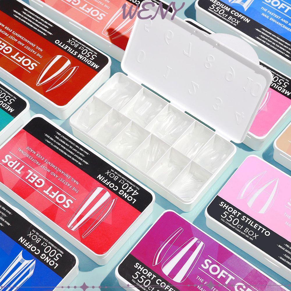 WENY 550 ชิ้น Gelly Tips Full Cover Nail Tips Kit Soft Gel