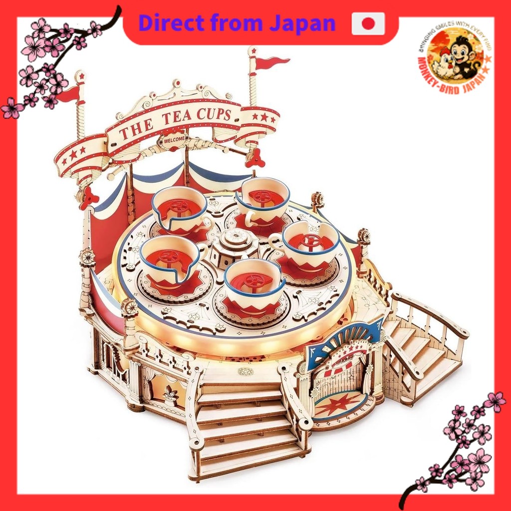 Tsukurun desu® Safe Japanese Instruction Manual Included 3D Wood Puzzle Amusement Park Series (Teacu