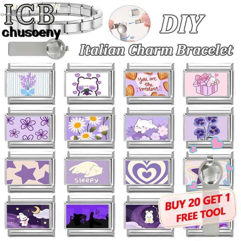 สร้อยข้อมือ charm สไตล์กระต่ายอิตาเลียน ขนาด 9 มม. จากสแตนเลส สำหรับทำเองและเสริมบุคลิกภาพ