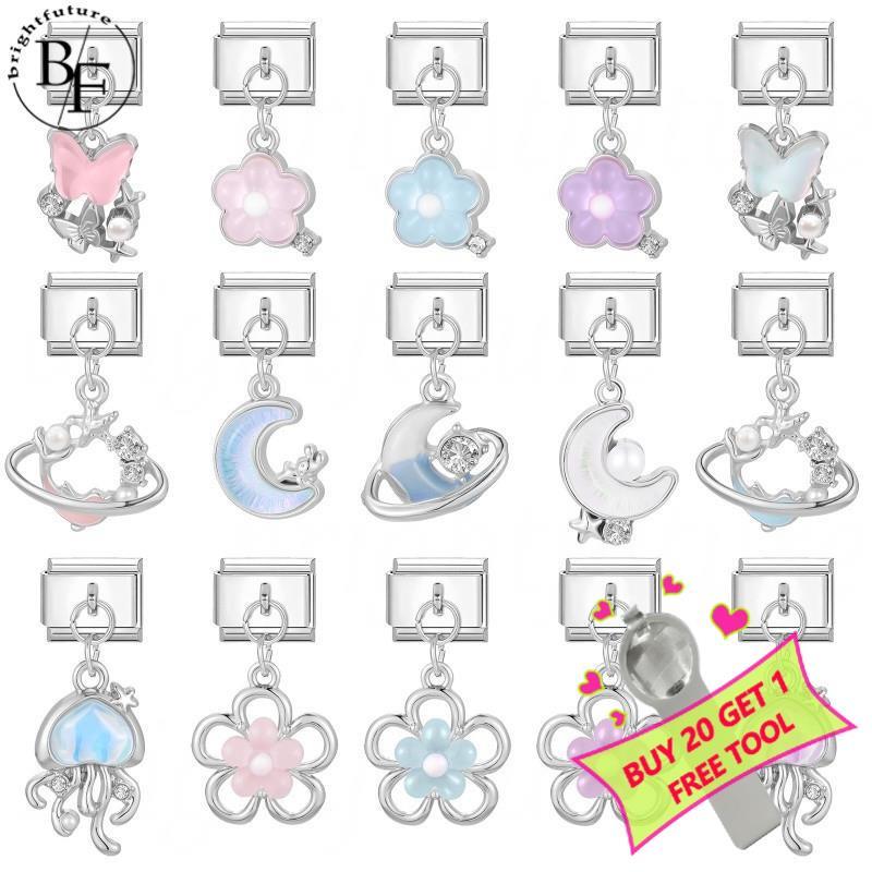 สร้อยข้อมือสแตนเลสแบบจี้อิตาเลียน charm ออกแบบโดย dolphin planet เหมาะสำหรับสไตล์เรโทร
