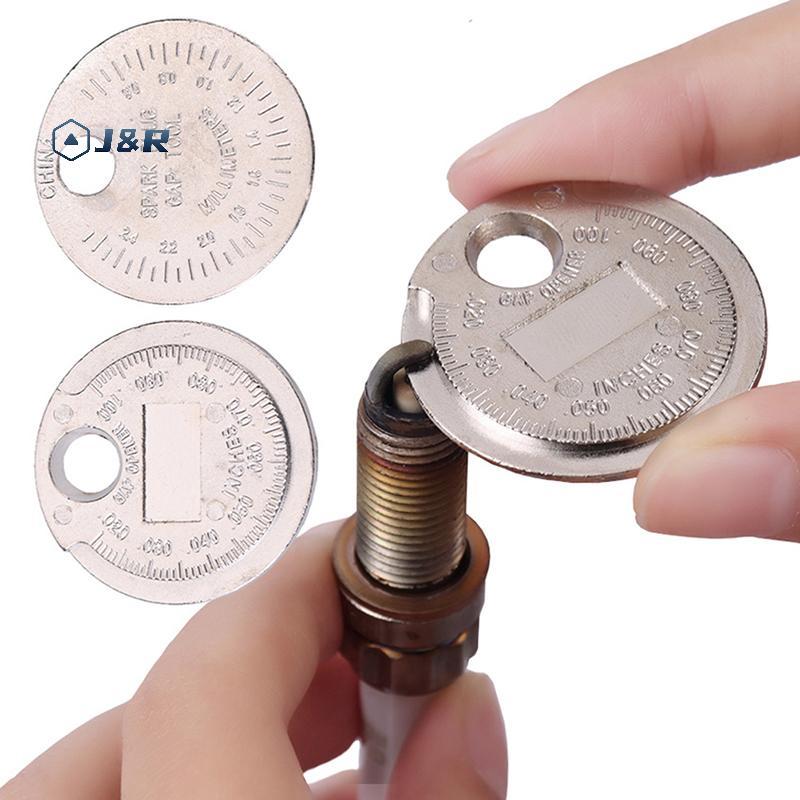 J&R> 1PC 0.6-2.4 มม.ช่วงเหรียญ-Type Spark Plug Gage Gap เครื่องมือ Feeler Spark Plug Gap เครื่องมือก
