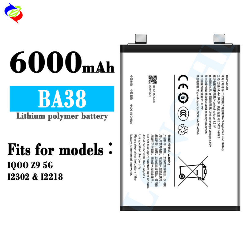 [สต๊อกพร้อม] เหมาะสําหรับ VIVO IQ00 Z9 5G/I2302/I2218 แบตเตอรี่โทรศัพท์มือถือทนทานใหม่เอี่ยม BA38