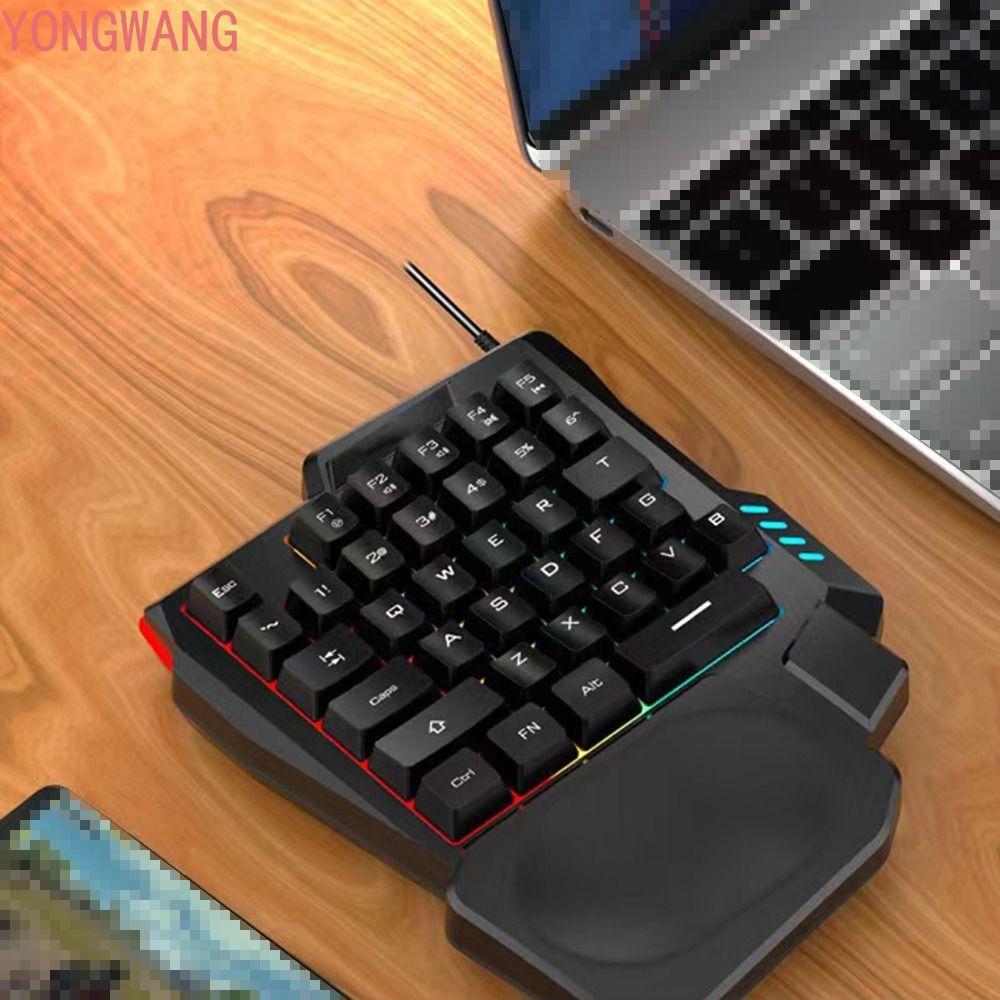 YONGWANG66ZX คีย์บอร์ดมือเดียว, Ultra-slim Mini One Handedly คีย์บอร์ด, Multifunctional Luminous USB