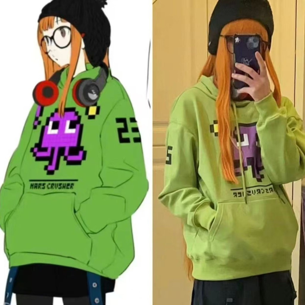 P5 Persona 5 Genius Hacker สาว Sakura Futaba Sakura สไตล์เดียวกัน Hooded เสื้อกันหนาวสีเขียวหญิงชาย 