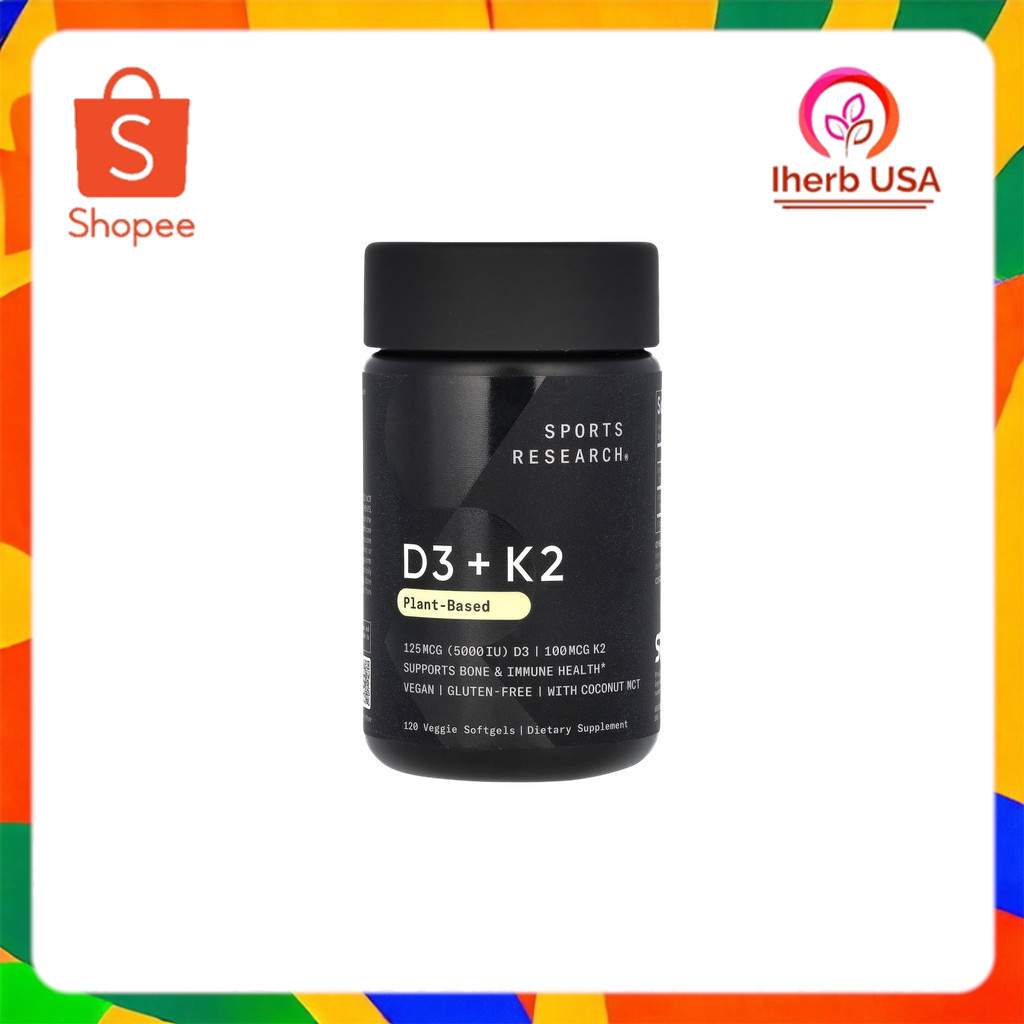 Sports Research, D3 + K2, Plant-Based, 120 Veggie Softgels