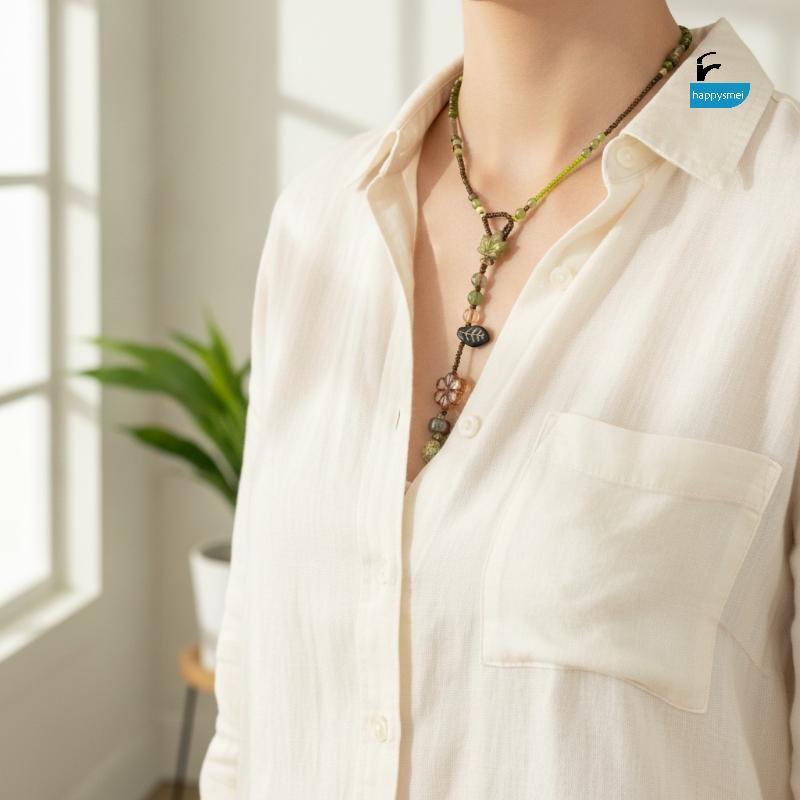[GIK] Boho Chic ชาติพันธุ์ดอกไม้ลูกปัดจี้ Nelace ปรับคอโซ่เครื่องประดับมิตรภาพสําหรับสาว [VN]