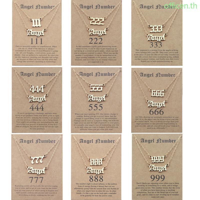 Cen 2 ชิ้นประณีตแองเจิลสร้อยคอจํานวนที่ไม่ซ้ํากัน Chokers เครื่องประดับ 111 222 333 444 777 สร้อยคอข