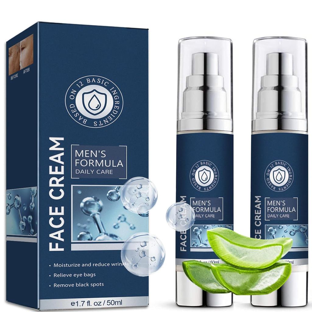 Mens Face Cream, Anti Aging Wrinkle Moisturizer for Face, Hyaluronic Acid Eye Bags Treatment & Face 