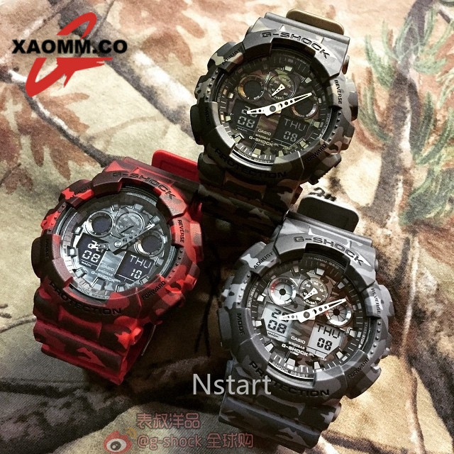 QIXIAO สต๊อกท้องถิ่นGA100 Gshock Camouflage นาฬิกาผู้ชาย Limited Edition ทหาร GA-100 ซม.CF กีฬานาฬิก