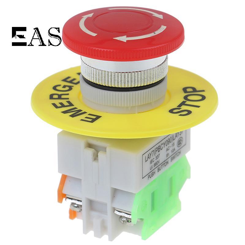 [EA] Mushroom Cap 1NO 1NC DPST สวิตช์ปุ่มกดหยุดฉุกเฉิน AC 660V 10A Switch TH