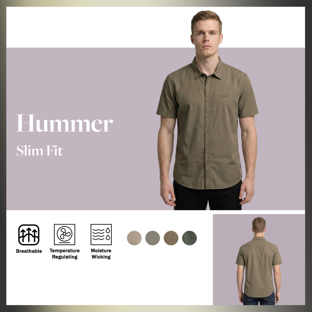 HUMMER KEMEJA เสื้อเชิ้ตแขนสั้นผู้ชายแบบบาง ไซส์ M-2XL H0140