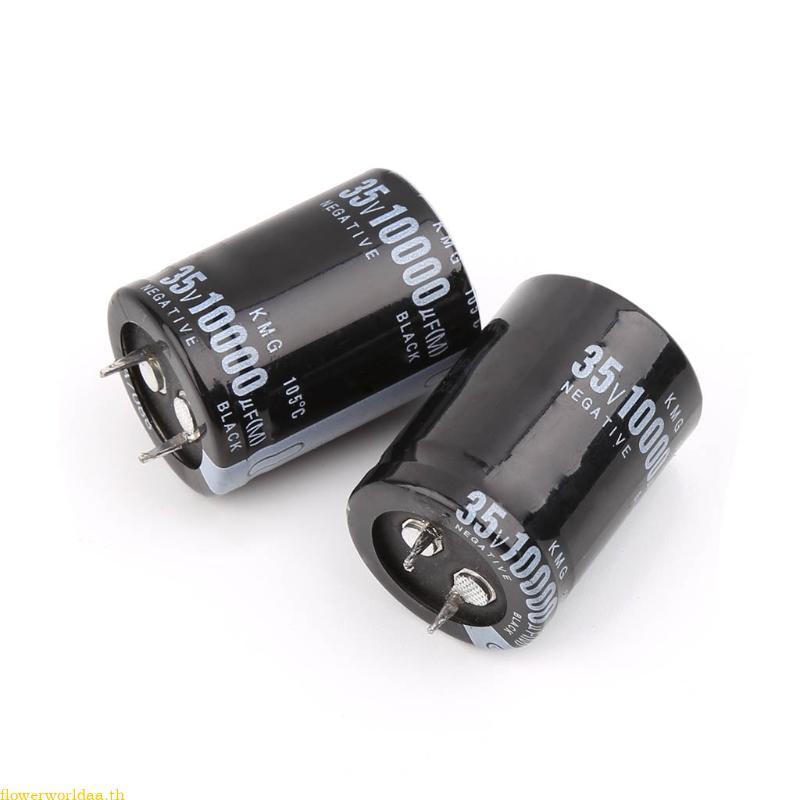 Flowerworldaa 10000uF 35V ตัวเก็บประจุ 35V 10000uF ตัวเก็บประจุไฟฟ้า 25x40 มม.สําหรับไข้