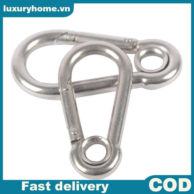 LU M4 M5 M6 M7 M8 สแตนเลส Carabiner Carbine Snap Hook พร้อมตาไก่สปริง Bule Key แหวน VN