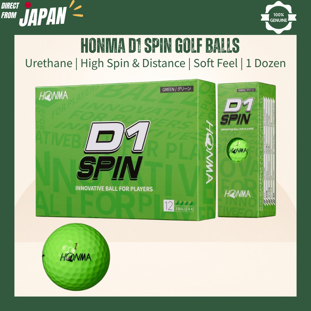 HONMA D1 SPIN Golf Balls | Urethane | High Spin & Distance | Soft Feel | 1 Dozen