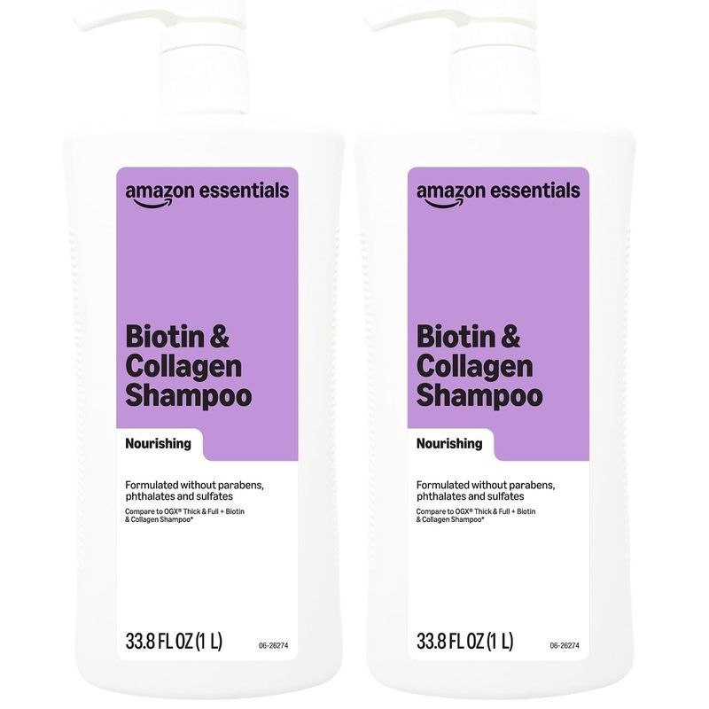 Essentials แชมพูไบโอตินและคอลลาเจน 33.8 Fl Oz 2 แพ็ค