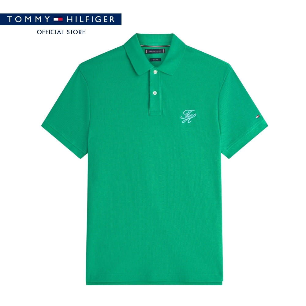 Tommy Hilfiger เสื้อโปโล ผู้ชาย รุ่น MW0MW44115 L3W - สีเขียว ทรง Regular