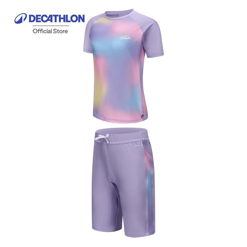 Decathlon Swimming Girl Two-Piece Mid-Leg Shorty ชุดว่ายน้ำทูพีซขาสั้นปานกลางสำหรับเด็กผู้หญิง - Gradient Mauve