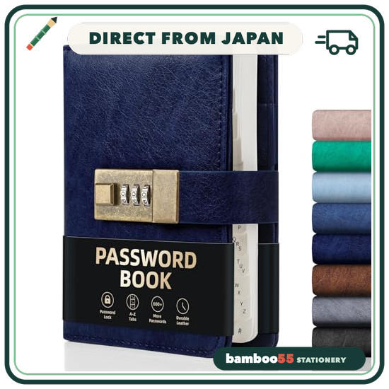 WEMATE Password Management Notebook, Alphabetical Tab Order, Lockable Password Book with 600+ Passwo