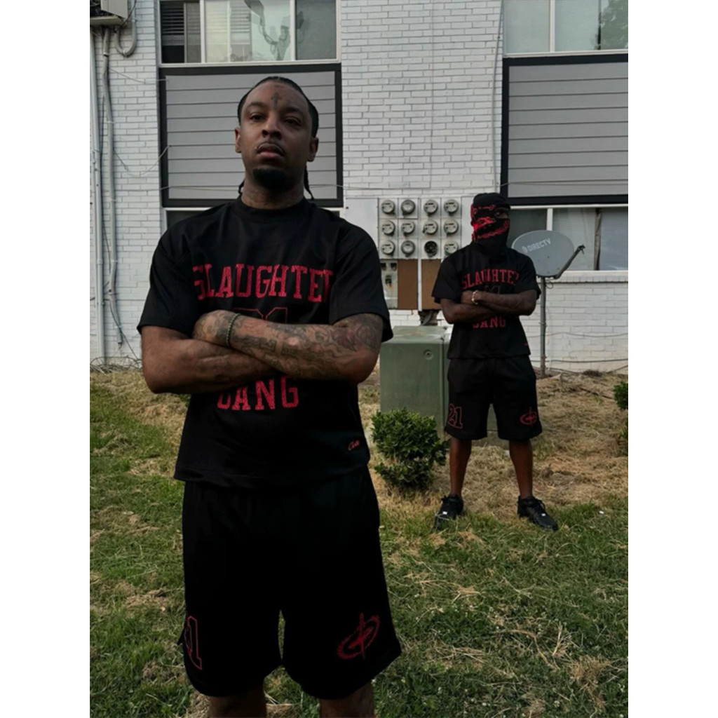 IMTT Corteiz Street Hip-Hop พิมพ์ตาข่ายแขนสั้นเสื้อยืดผู้ชายฤดูร้อน 21savage Top ฤดูร้อน