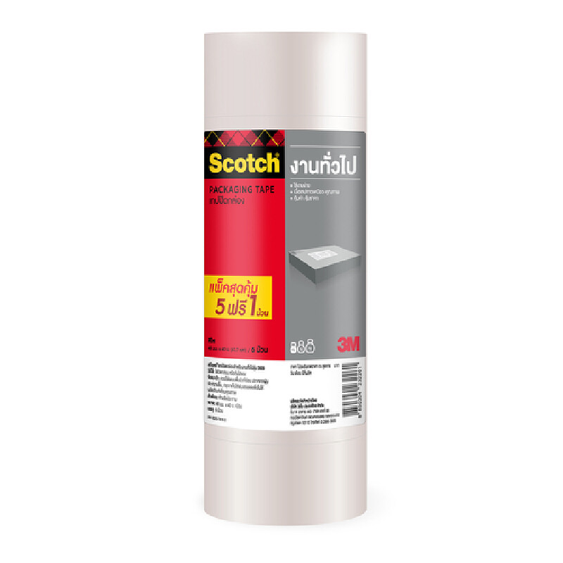 SCOTCH เทปโอพีพี สีใส ขนาด 48 มม. x 40 เมตร (5 แถม 1)