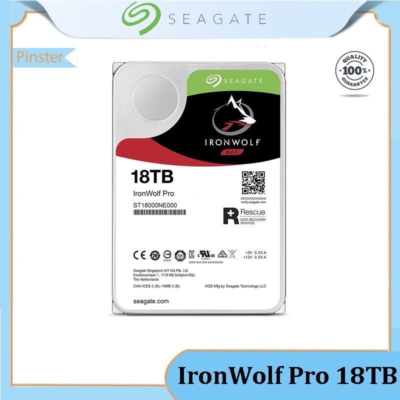 Seagate IronWolf Pro 18TB ฮาร์ดไดรฟ์ NAS ภายใน 3.5 "7200RPM SATA III 6Gb/s CMR 256MB CacheHT99 B7IL