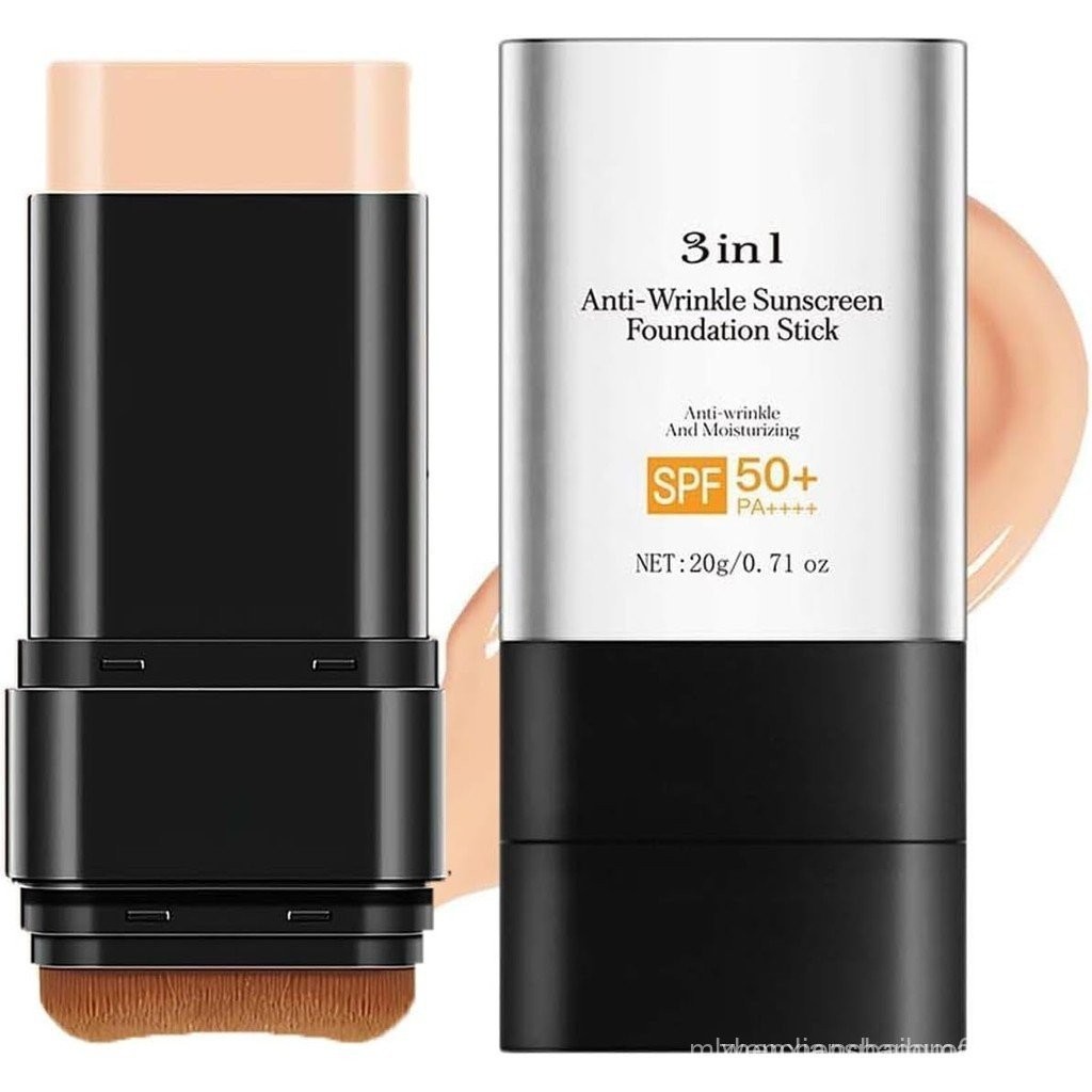 3 Dalam 1 AntiWrinkle Foundation Stick Dengan SPF 50+ Rich Creamy Foundation เกาหลี Hydrating Flawle