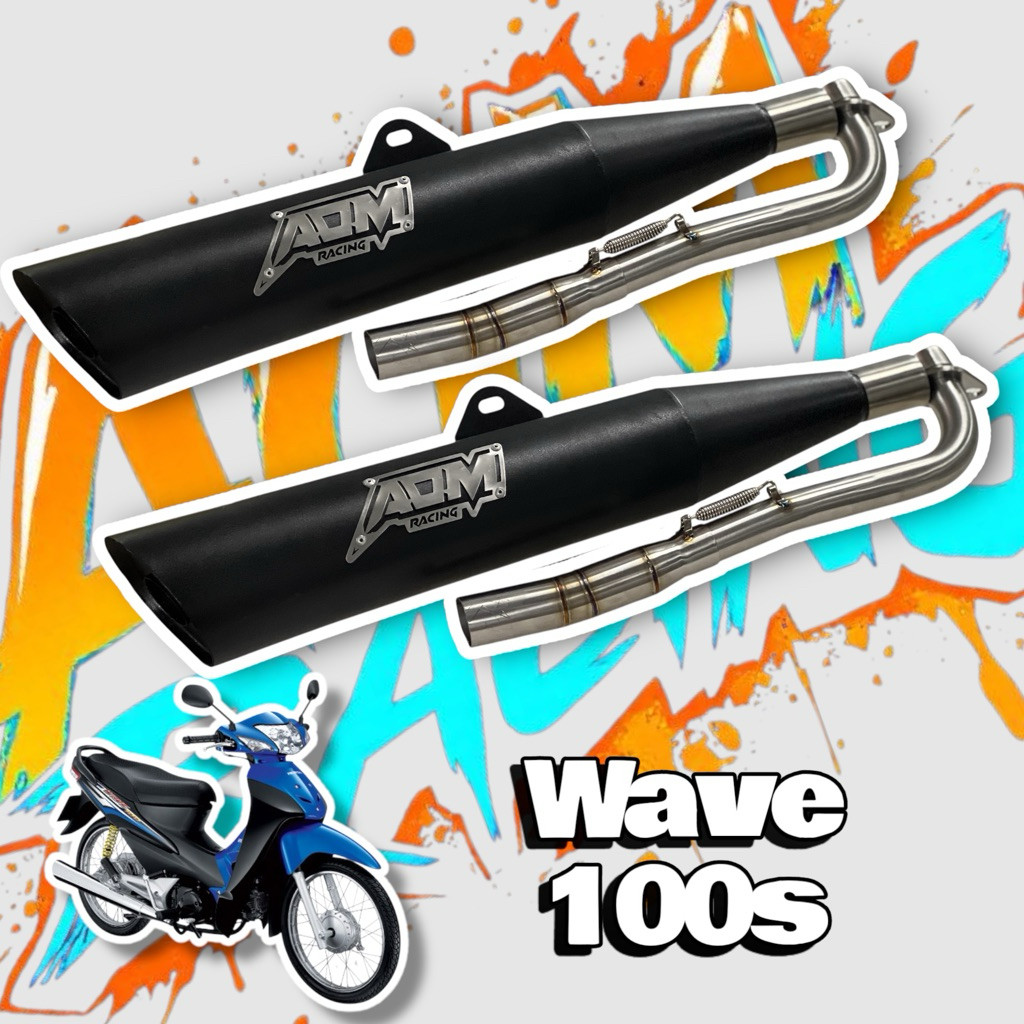 สินค้าขายดีแนะนำท่อผ่า WAVE 100S UBOX ตรงรุ่น ใส่ได้เลย ท่อสูตร AOM Racingจัดส่งจริง