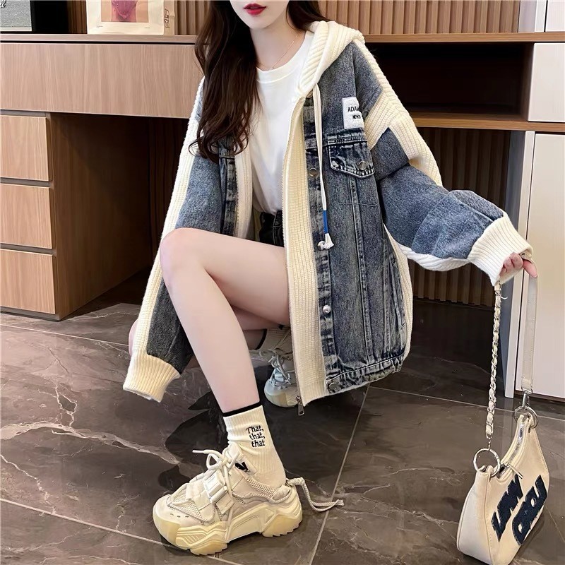 Cardigan โครเชต์ สไตล์เกาหลี สำหรับผู้หญิง ทรงสบาย พอดีตัว เหมาะสำหรับฤดูกาลใบไม้ร่วงและหน้าหนาว