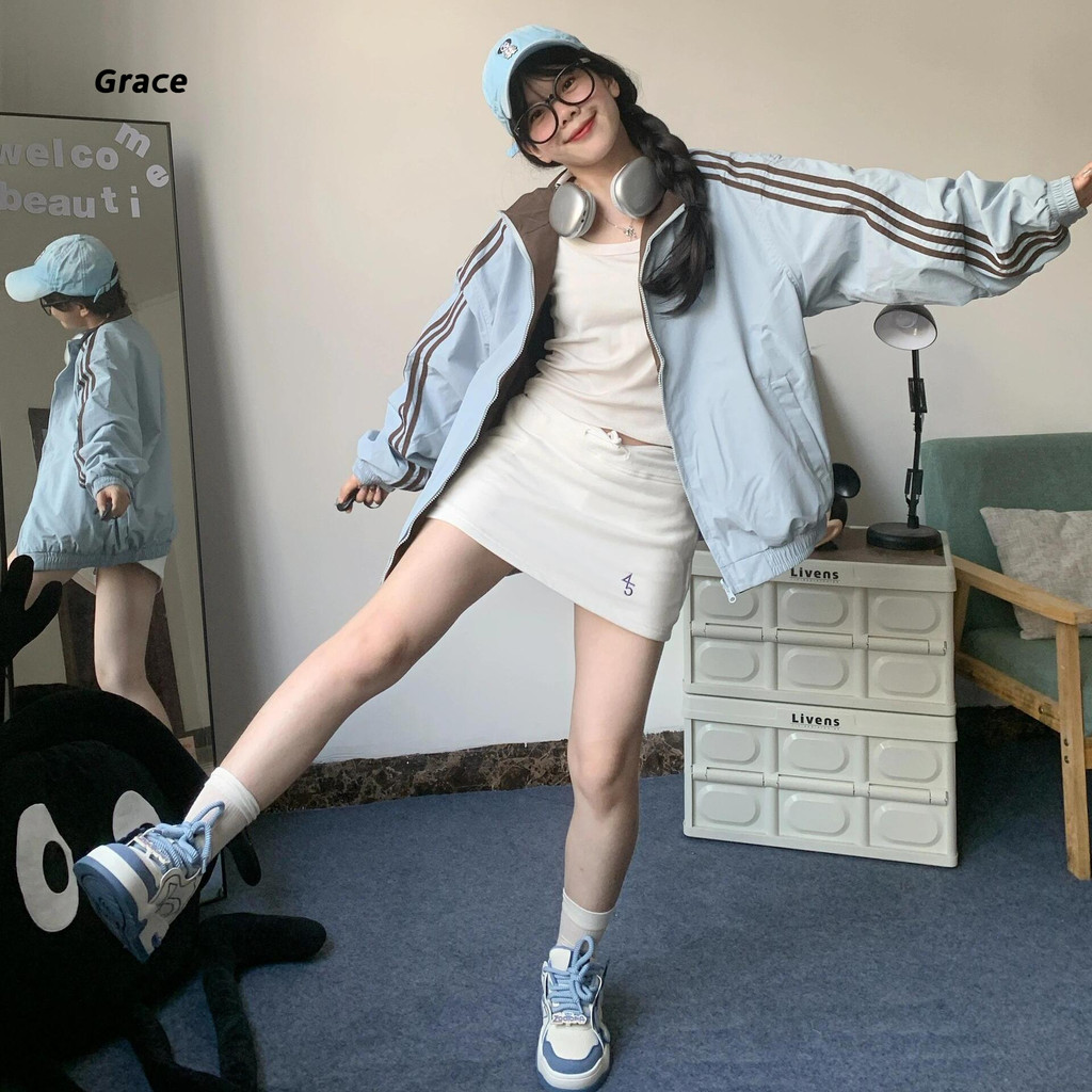 Grace เสื้อแจ็คเก็ตผู้หญิง คอตั้งเย็บสองด้าน สไตล์กีฬาลำลอง GR3486 ราคา ถูกที่สุด ดีลบีเคเค แกลเลอรีภาพที่ 2