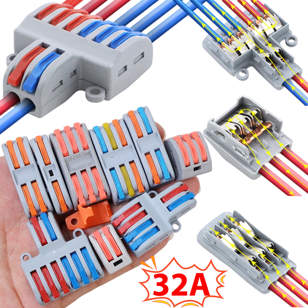 มินิ 2.5 มม. 24A สายไฟ Splicers - 2/3 พอร์ต Levers Terminal Blocks เทอร์มินัล - การเชื่อมต่อขนาดกะทัดรัดอย่างรวดเร็ว - Quick Lever Connectors