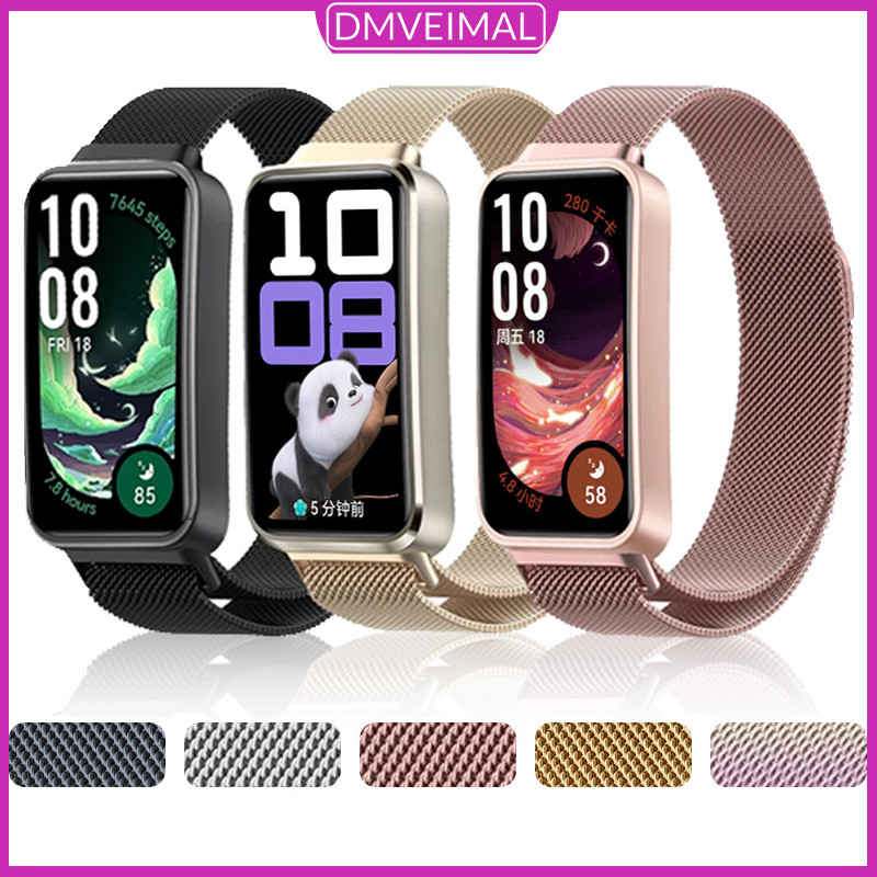 สาย Milanese Loop for Huawei Band 10 9 8 NFC เครื่องประดับสายแม่เหล็กสแตนเลส for Huawei Band 9