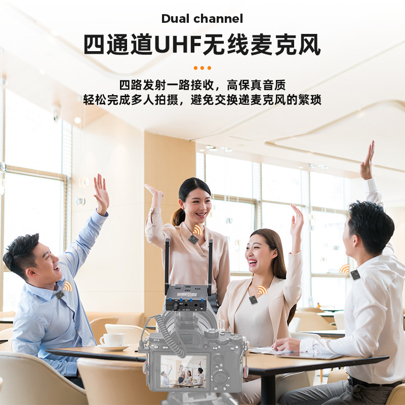 Comark COMICA BOOMX-U QUA หนึ่งสําหรับสองไมโครโฟนไร้สายกล้องไมโครโฟนแบบหนีบเสื้อไมโครโฟนบันทึกวิดีโอ