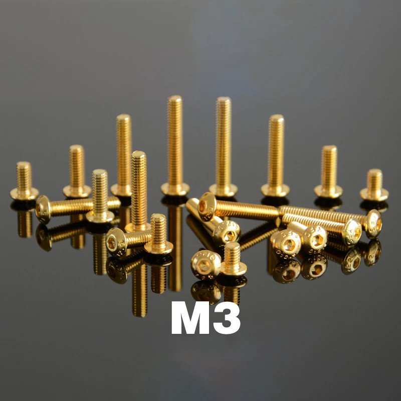 เกรด 12.9 Yfs หกเหลี่ยมครึ่งรอบหัว M3 Gold-plated ไทเทเนียมสกรูเหมาะสําหรับ Rc รถการบํารุงรักษา Acce