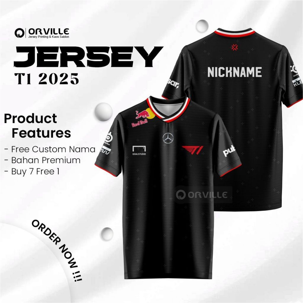JERSEY T1 NEW 2025 FREE NICKNAME LOL T1 Fan Crew Neck เสื้อยืดกีฬา