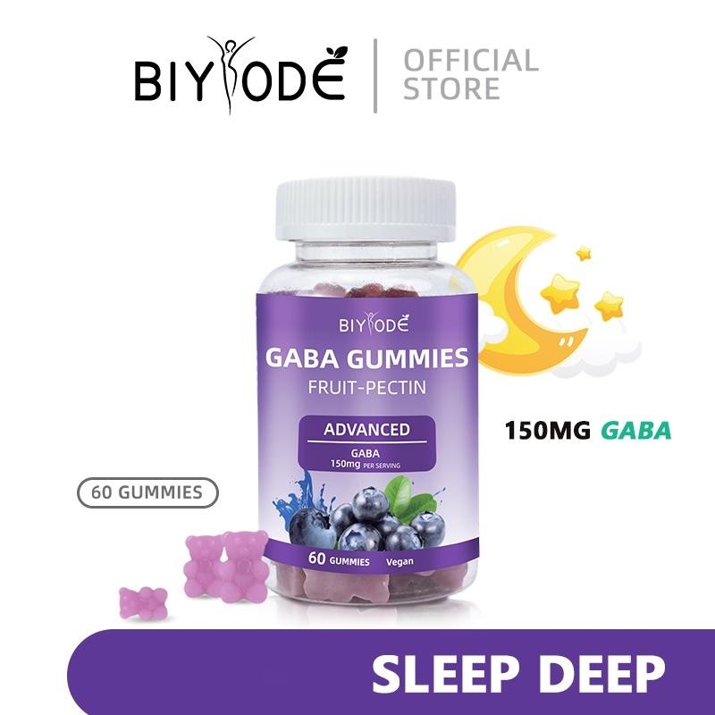 จัดส่งฟรี BIYOED นอนหลับได้นานและนอนหลับสบาย GABA Gummies 150mg Vitamin B Grapey Delicious กัมมี่ช่ว