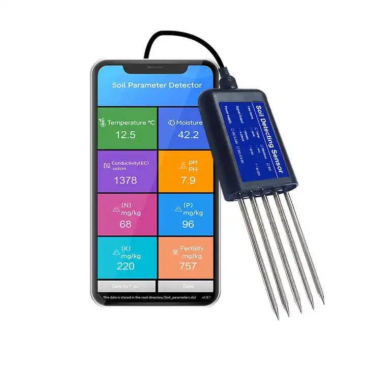 QC-S8QC ความแม่นยําสูง 7 ใน 1 ดิน Moisture Sensor IP66 กันน้ํา RS485 เอาต์พุตสําหรับสมาร์ทการเกษตร I
