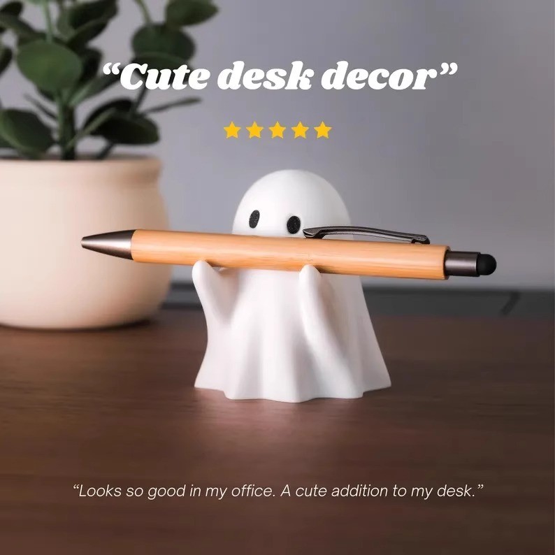 Creative Ghost ผู้ถือปากกาชั้นวางปากกา Office Home Desktop น่ารัก PVC High-end เครื่องประดับลักษณะสูงของขวัญฮาโลวีน