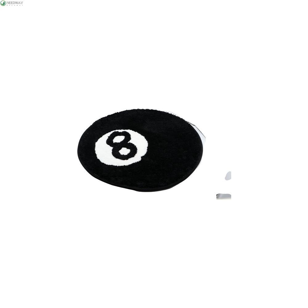 NEEDWAY 8 Ball พรม, Plush Soft 8 Ball พรม, Creative Skin Friendly สีดํารอบ 8 Ball Mat Hoom Decor