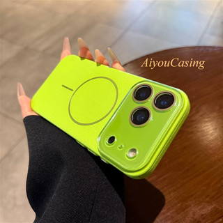 Xingyu Orange PC Litchi Leather Pattern Magnetic Attraction Suitable for Apple 17ProMAX Phone Case iPhone 17 16 15 14 13 ProMAX Hard Case 13/14 Pro with Lens Film Protection 16 ProMax Premium 15 New 15Plus Anti Drop