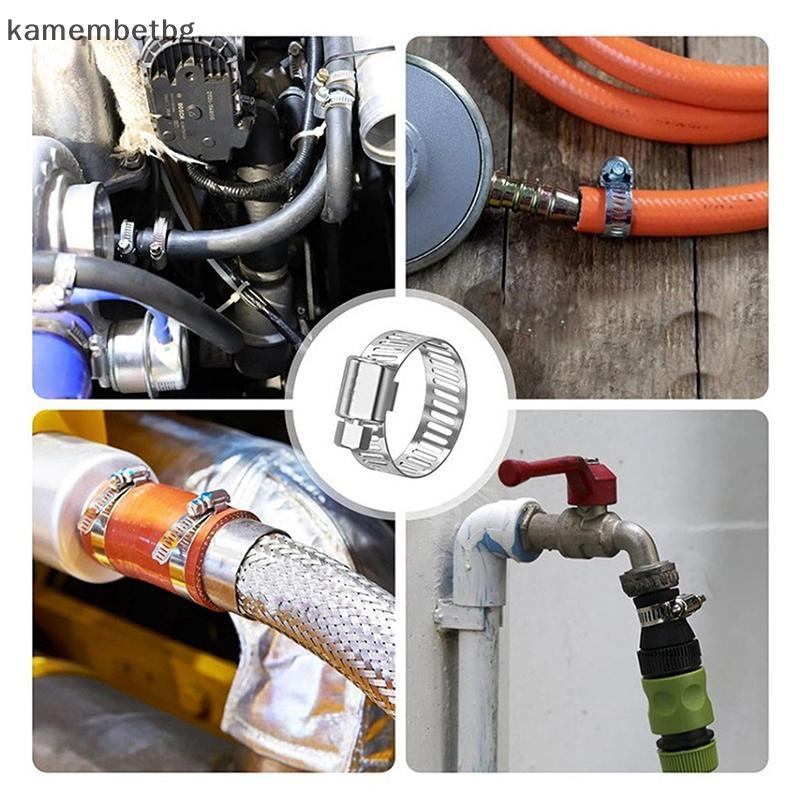 Kamembetbg 40pcs กล่องบรรจุ 8-29 มม.สแตนเลสสไตล์อเมริกันคอ CLAMP กล่อง Clampbination CLAMP แหวน CLAM