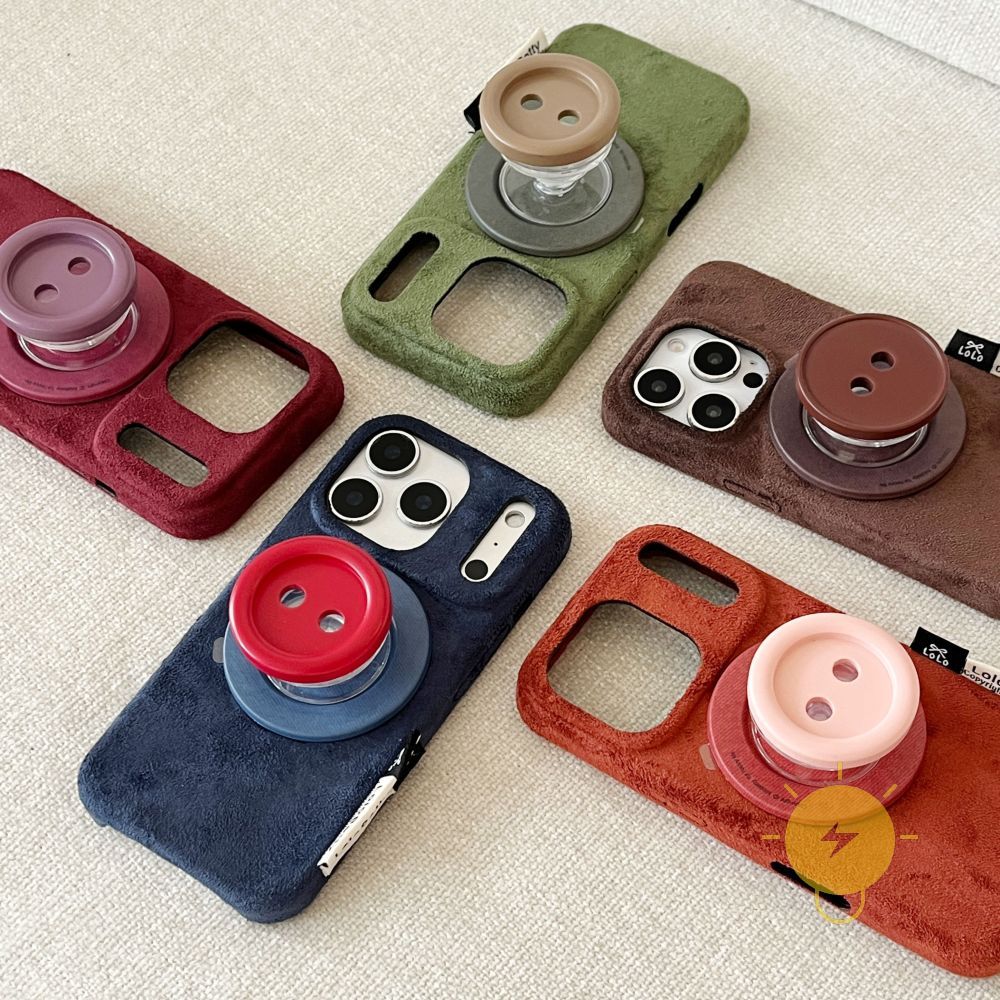 For เคสไอโฟน with Griptok Magnetic TPU Fabric Button เคส Phone Case For iPhone 17 Pro Max 16 15 14 13 12 Cover  Aesthetic Korean Cute