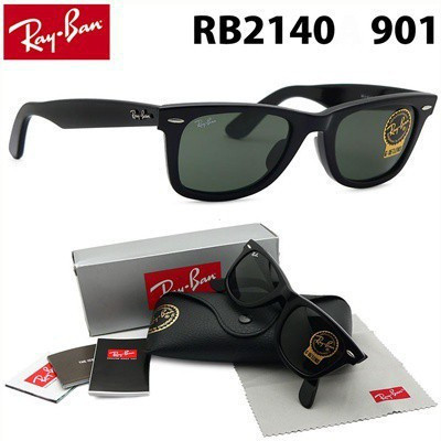 RB Wayfarer แว่นกันแดดโพลาไรซ์แฟชั่น rb2140 901/08 สีดํา