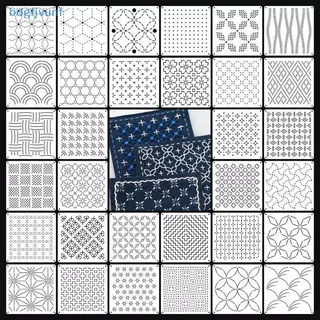 BDGF 9/32Pcs Sashiko เย็บปักถักร้อยแม่แบบ DIY เรขาคณิต Patchwork Stencil Reusable PET Stencil Handmade เย็บปักถักร้อยหัตถกรรมเครื่องมือ TH