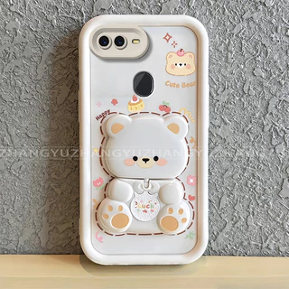 เหมาะสําหรับ OPPO A5S A3S A12E A7 A12 F9 PRO เคสโทรศัพท์ใหม่น่ารักหมีกระจกขาตั้ง lprotective พร้อมความงามปกอ่อน JT07