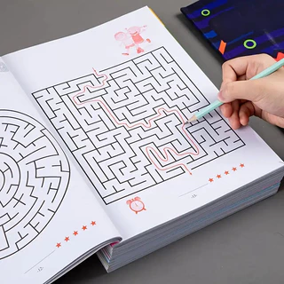 หนังสือฝึกเขาวงกตใช้เพื่อเพิ่มสมาธิเกมปริศนาที่ใช้เพื่อปรับปรุงการคิดและสมาธิของนักเรียนของเล่นพัฒนาทางปัญญาของขวัญสนุกวันหยุดหนังสือเกมเขาวงกต