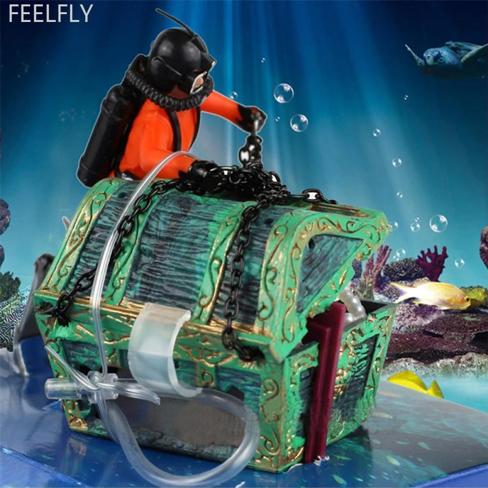 FEELFLY เรซิ่น Treasure Diver ถังปลาตกแต่ง Mini Submarine เครื่องประดับ Aquarium ตกแต่งใต้น้ําภูมิทั